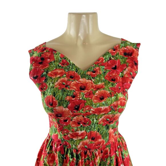 Bernie Dexter Swan Dress Size XS Poppy Floral Print A Line Rockabilly Pockets - Picture 3 of 11